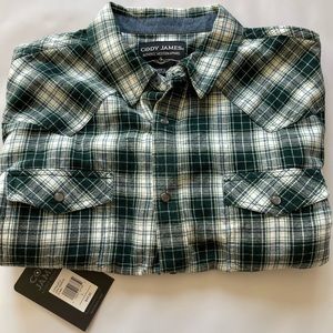 NWT Cody James Men’s Plaid Western Snap Flannel Shirt